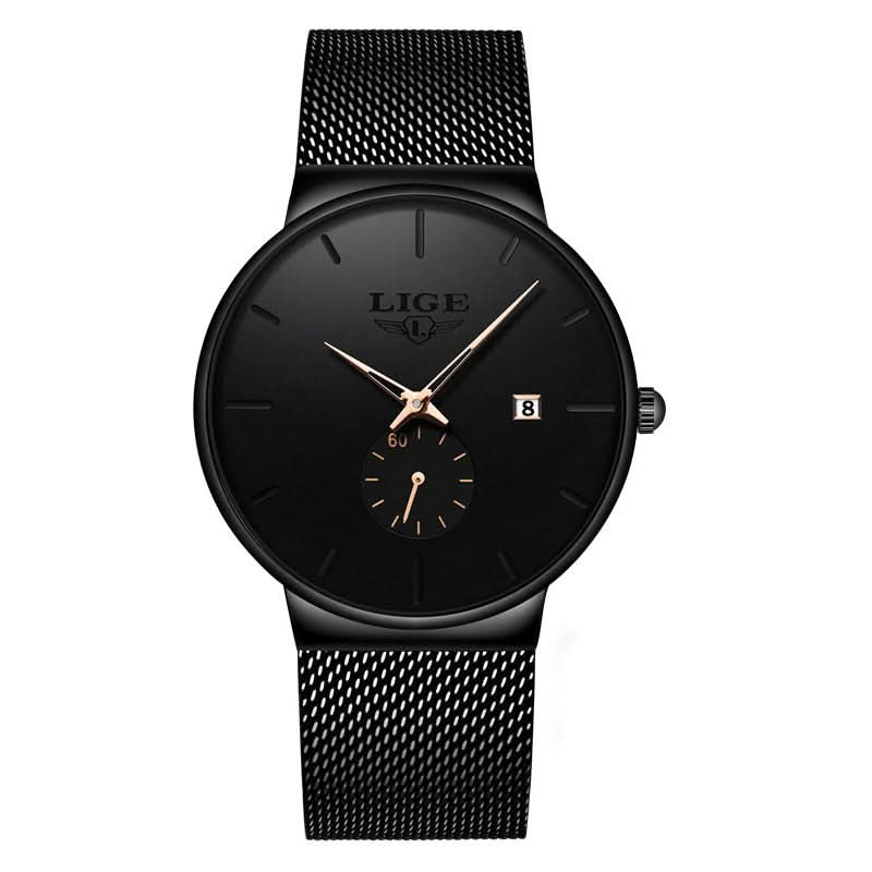 Men’s Sports Quartz Watch – Mesh Stainless Steel Strap, Round Dial Watch
