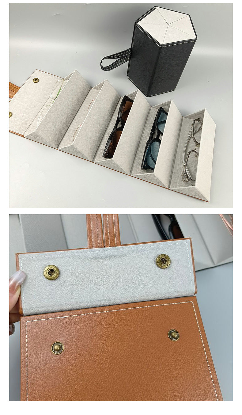 Foldable Sunglasses Storage Case – Multi-Grid Organizer for Eyeglasses & Sunglasses