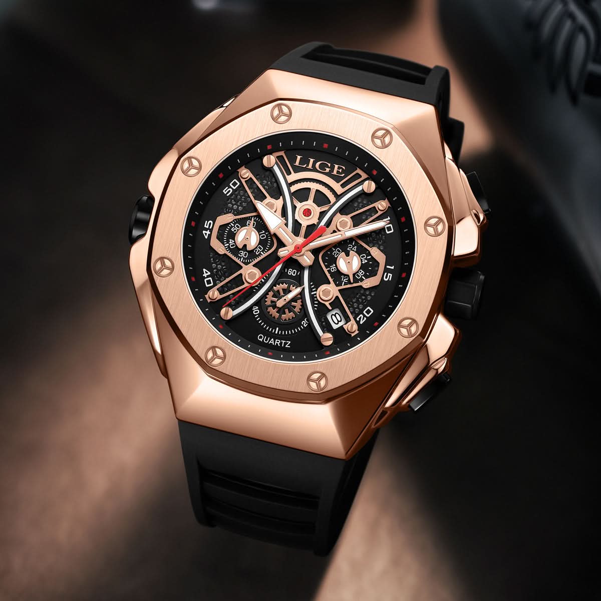 Men’s Large Dial Sports Quartz Watch – 50mm Luminous Display