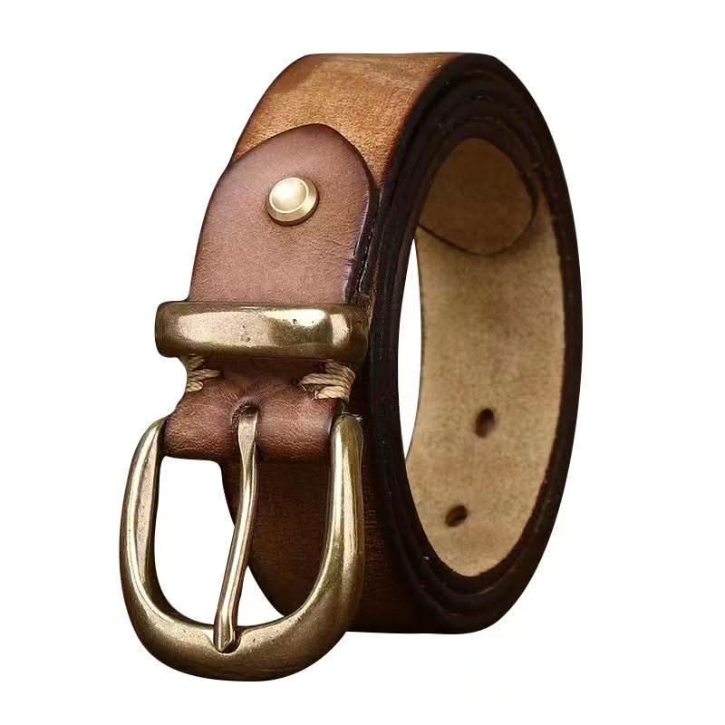 Men's Vintage Retro Leather Belt – Pin Buckle