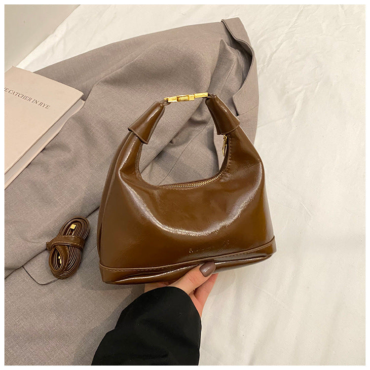 Retro Square Shoulder Handbag for Women – Solid Color PU Crossbody Bag with Zipper Closure