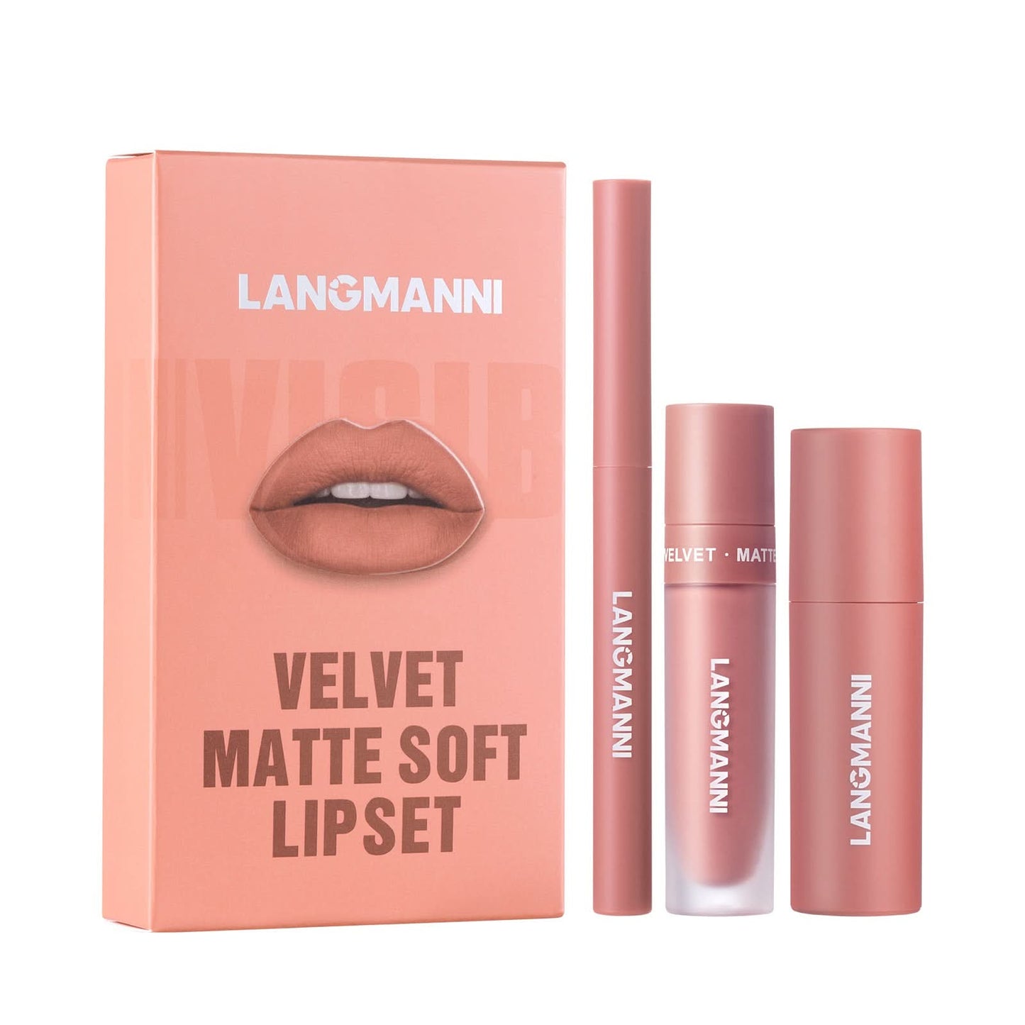 LANGMANNI 3-Piece Lip Kit – Matte Liquid Lipstick & Lip Liner Set