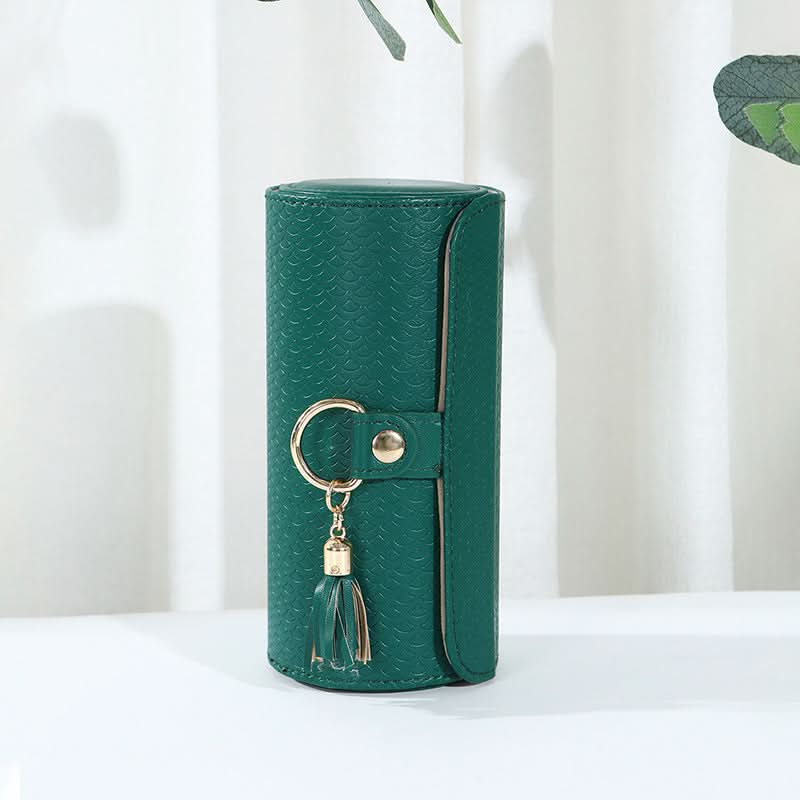 Portable Cylindrical PU Leather Jewelry Box