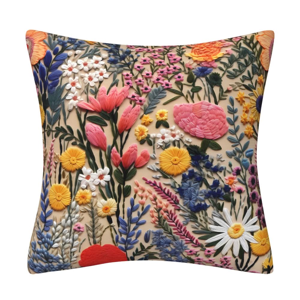 3D Imitation Embroidery Flower Pillow Cover