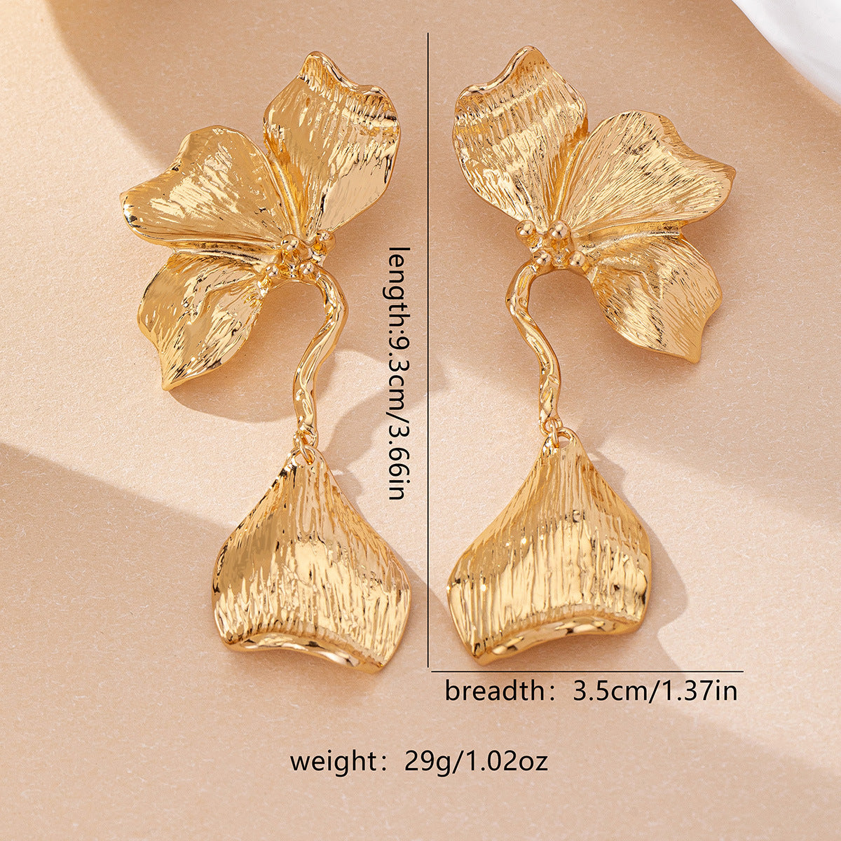 Oversized Leaf Earrings for Women – Alloy Floral Long Statement Jewelry