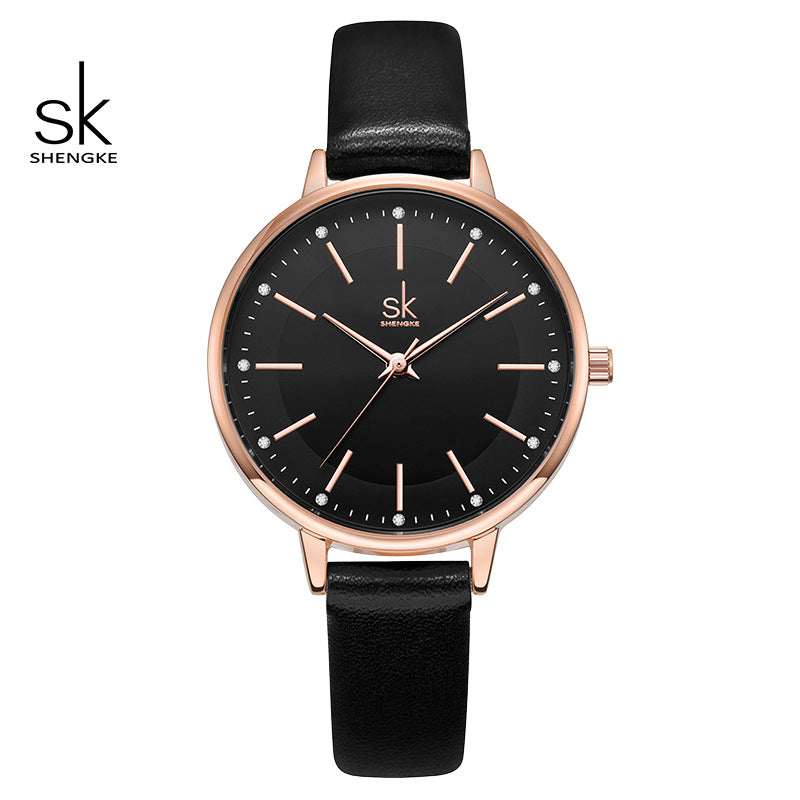 SK Women’s Quartz Watch – Casual PU Leather Strap, 30M Waterproof Fashion Design