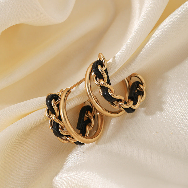 Black & Gold Geometric Earrings – Stainless Steel Minimalist Jewelry for Women