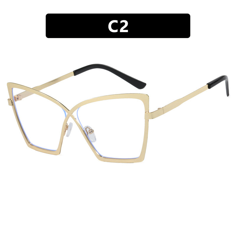 Cat-Eye Anti-Blue Light Glasses for Women – Large Frame Metal Eyewear, Myopia-Compatible