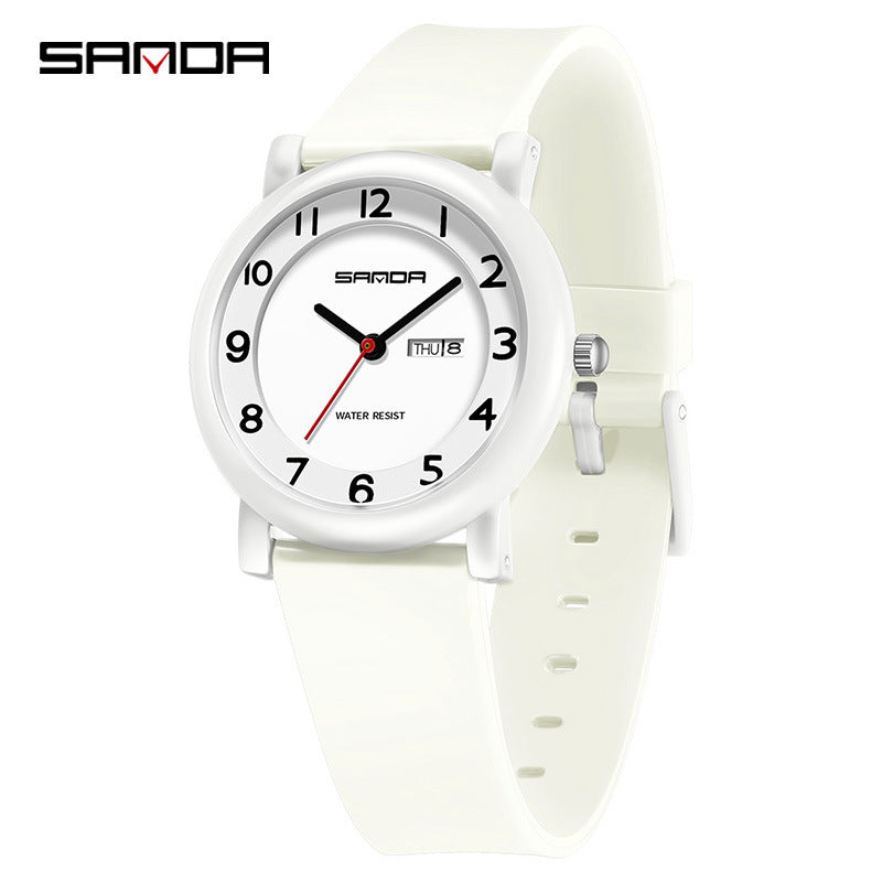 Sanda Kids Quartz Watch – Waterproof Dual Calendar Analog Watch for Students