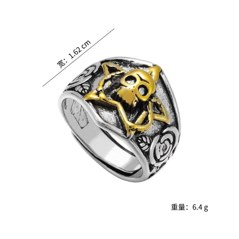 Punk Skull & Star Ring for Men – Retro Gothic Zinc Alloy Jewelry