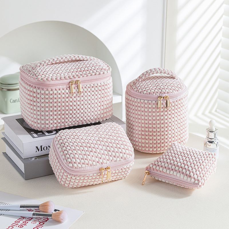 Velvet Cosmetic Bag Set – 4-Piece Travel Makeup Organizer for Women