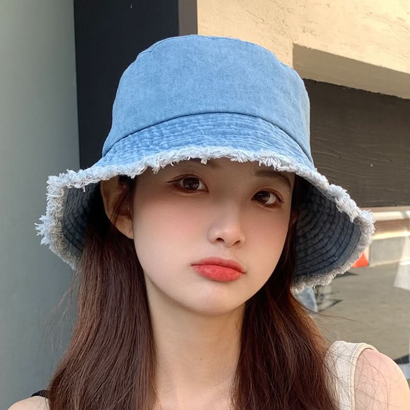 Women's Wide Brim Bucket Hat – Korean Style Hat for Summer