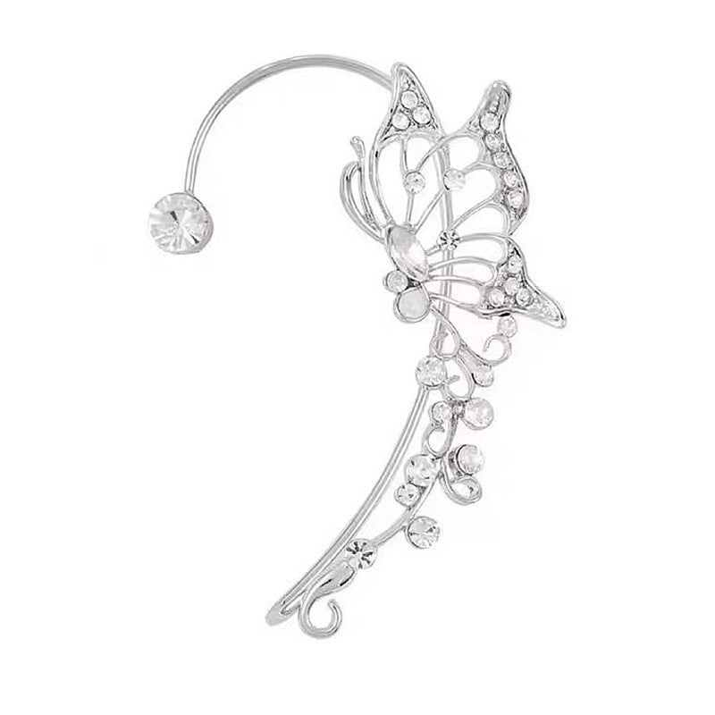 Zircon Butterfly Ear Clip Earrings for Women – No Piercing (Left ear)
