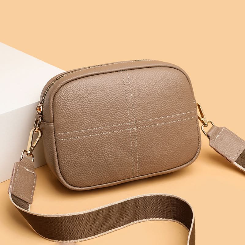 Women's Stylish Small Leather Messenger Bag – With Zipper Closure