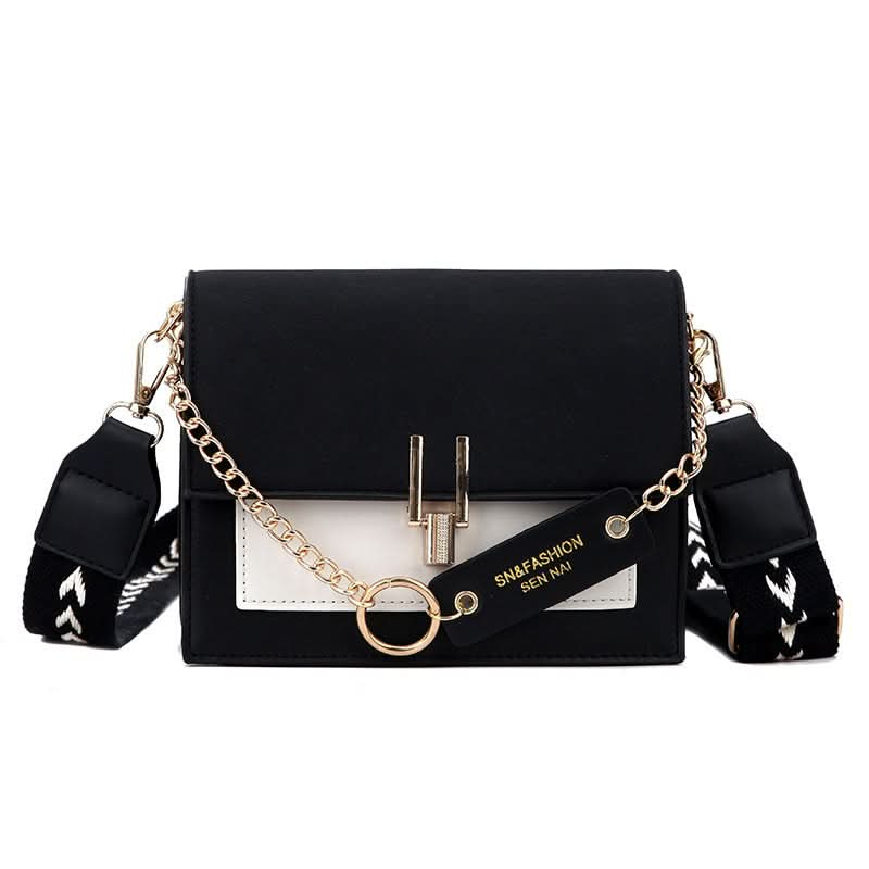 Women's Trendy Square Shoulder Bag with Lock Closure - Crossbody Bag