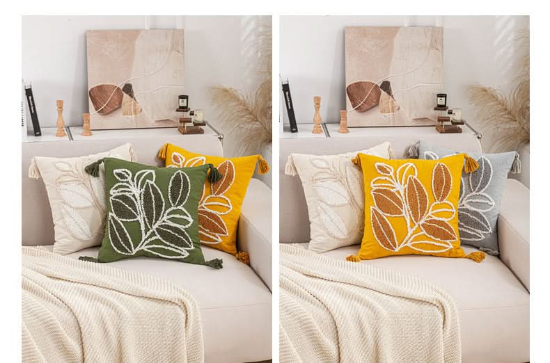 Nordic Red Leaf Velvet Pillow Cover