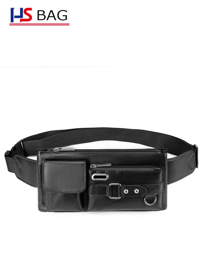 Men's PU Leather Chest and Waist Bag – Multi-Layer