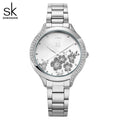 SK Women’s Diamond Quartz Watch – Cherry Blossom Dial, Waterproof Fashion Timepiece