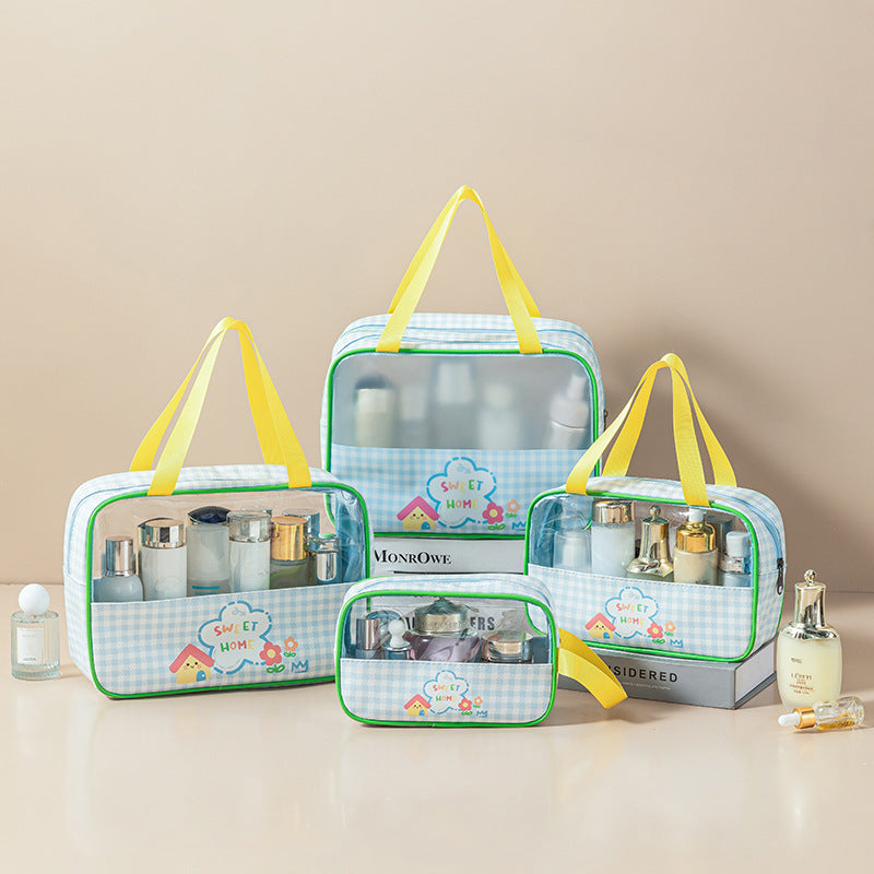 Transparent Toiletry Bag – Wet & Dry Separation PU Travel Cosmetic Organizer (Set of 4)