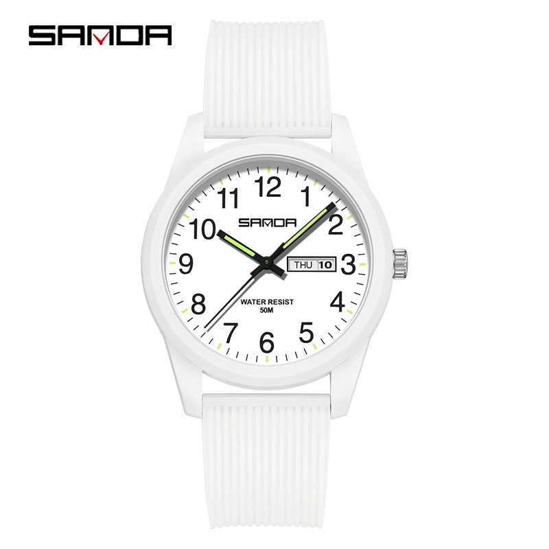 Sanda Dual Calendar Couple Quartz Watch – Waterproof Fashion Watch for Men & Women