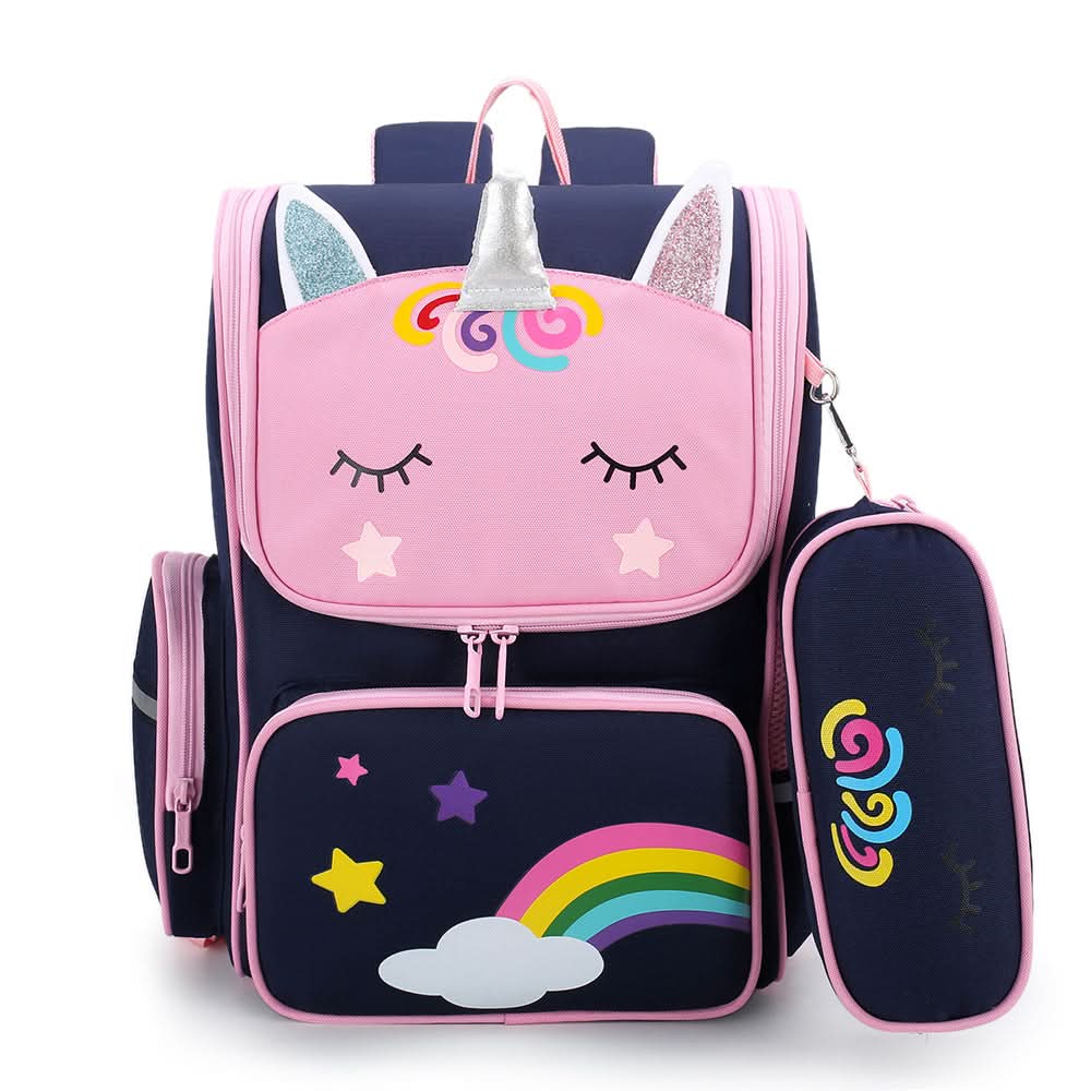 Girls' Unicorn Backpack – School Bag with Matching Pencil Case