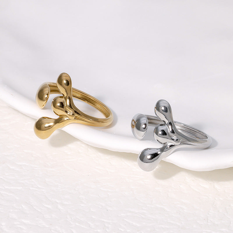 Irregular Stainless Steel Open Ring for Women – Adjustable Non-Fading Minimalist Jewelry