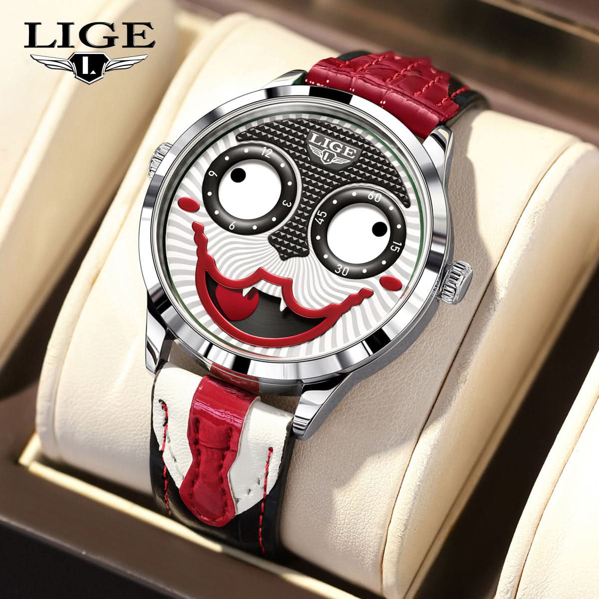 Joker-Inspired Men's Quartz Watch – Trendy, Waterproof Fashion Timepiece