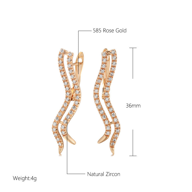 Rose Gold Zircon Earrings – Korean Style Geometric Jewelry