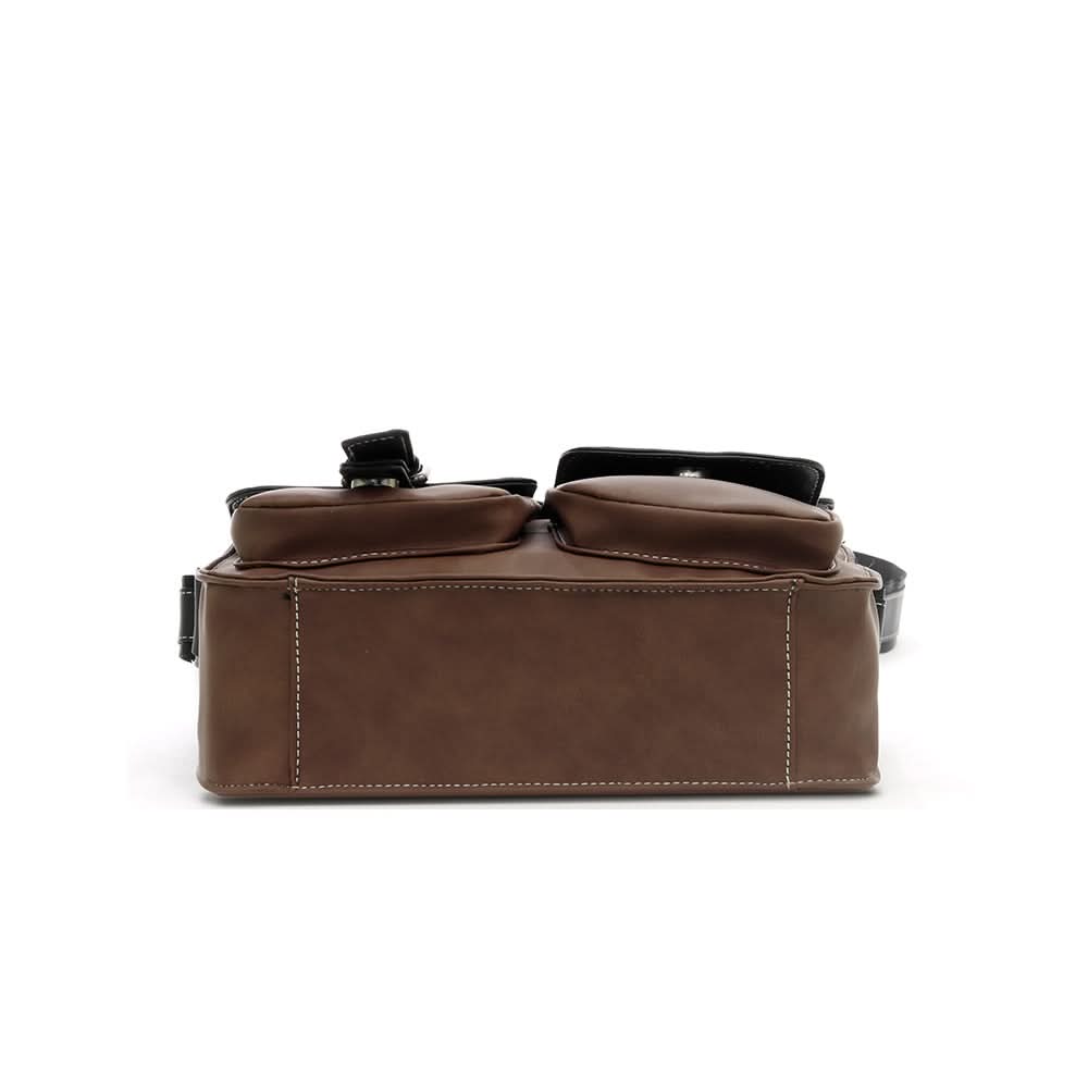 Men's Frosted PU Leather Shoulder Bag – Multi-Pocket