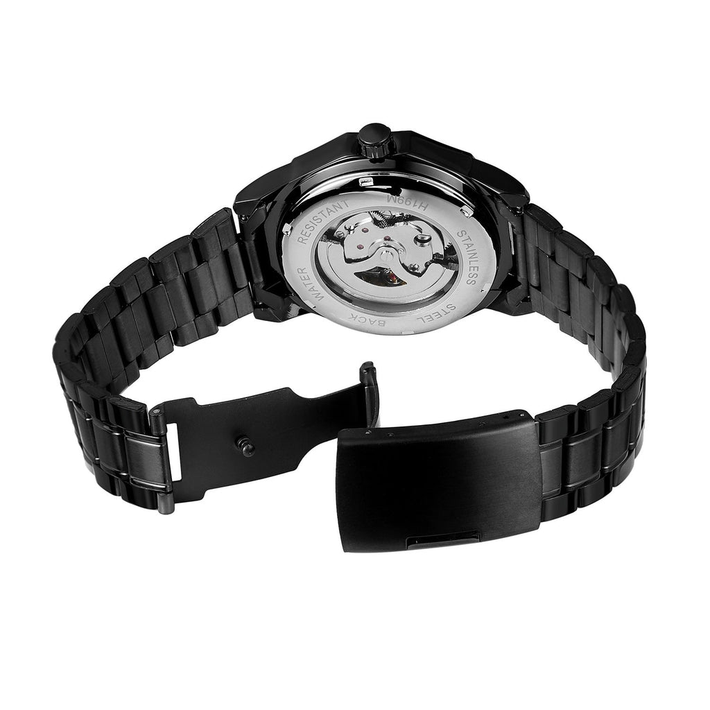 T-Winner Men’s Mechanical Watch – Black & Blue Dial with Stainless Steel Band