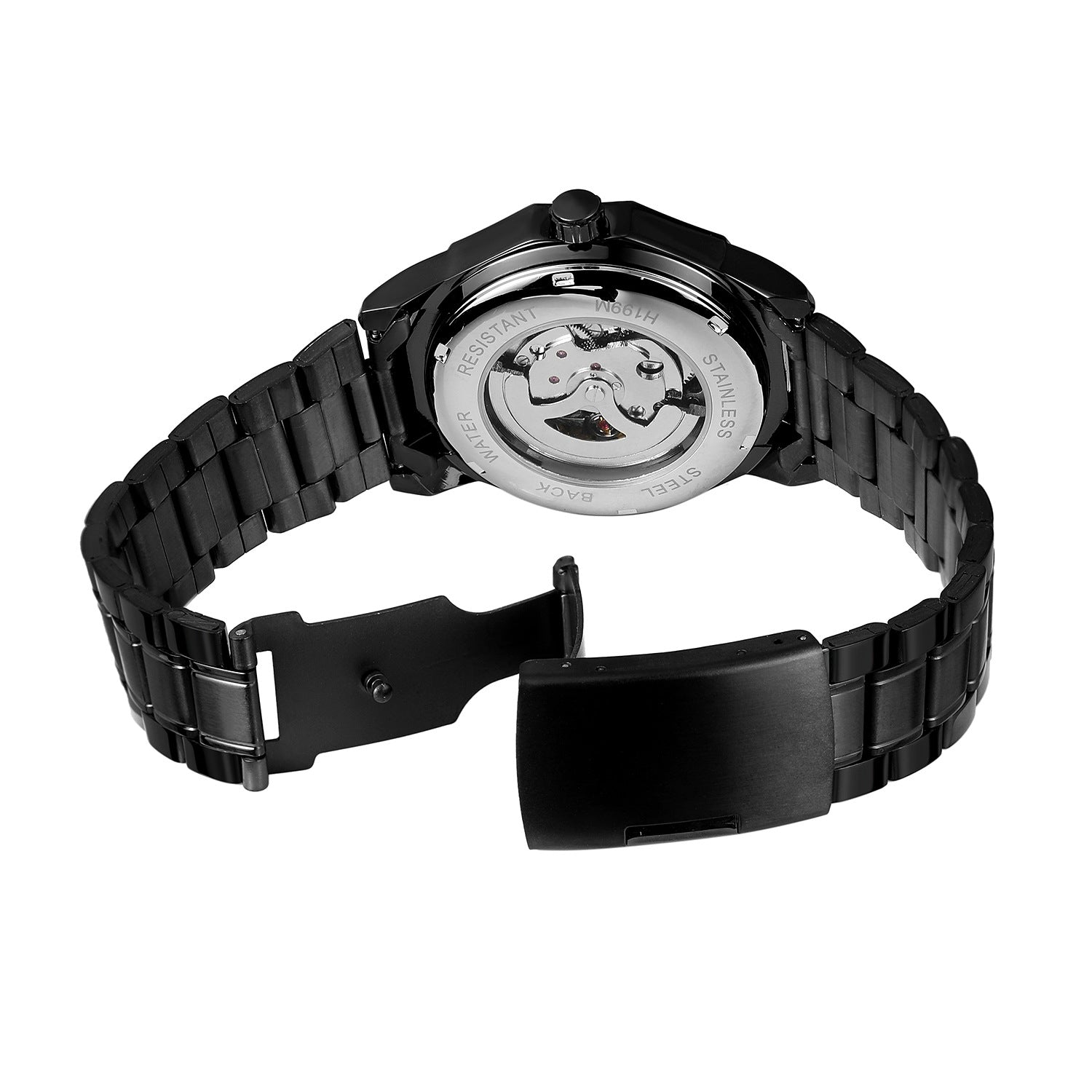 T-Winner Men’s Mechanical Watch – Black & Blue Dial with Stainless Steel Band