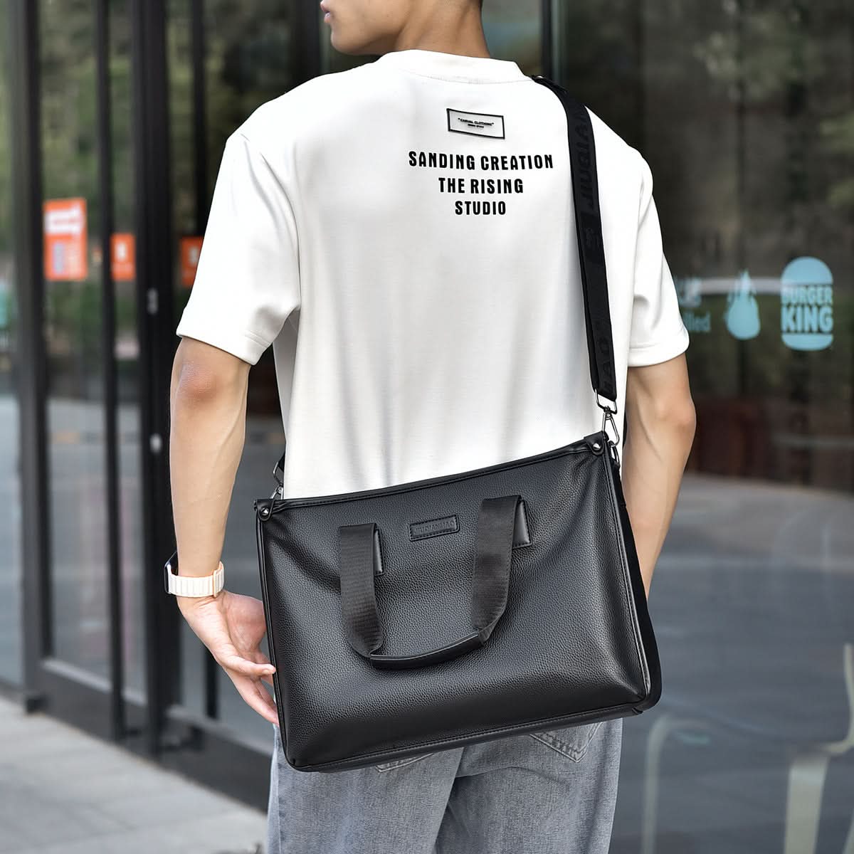 Men’s Trendy Large Capacity Business Messenger Bag – PU Leather Shoulder Bag