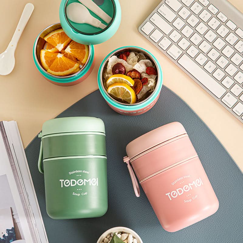 Portable Soup & Porridge Container Stainless Steel Insulated Breakfast Cup – 530-710ml