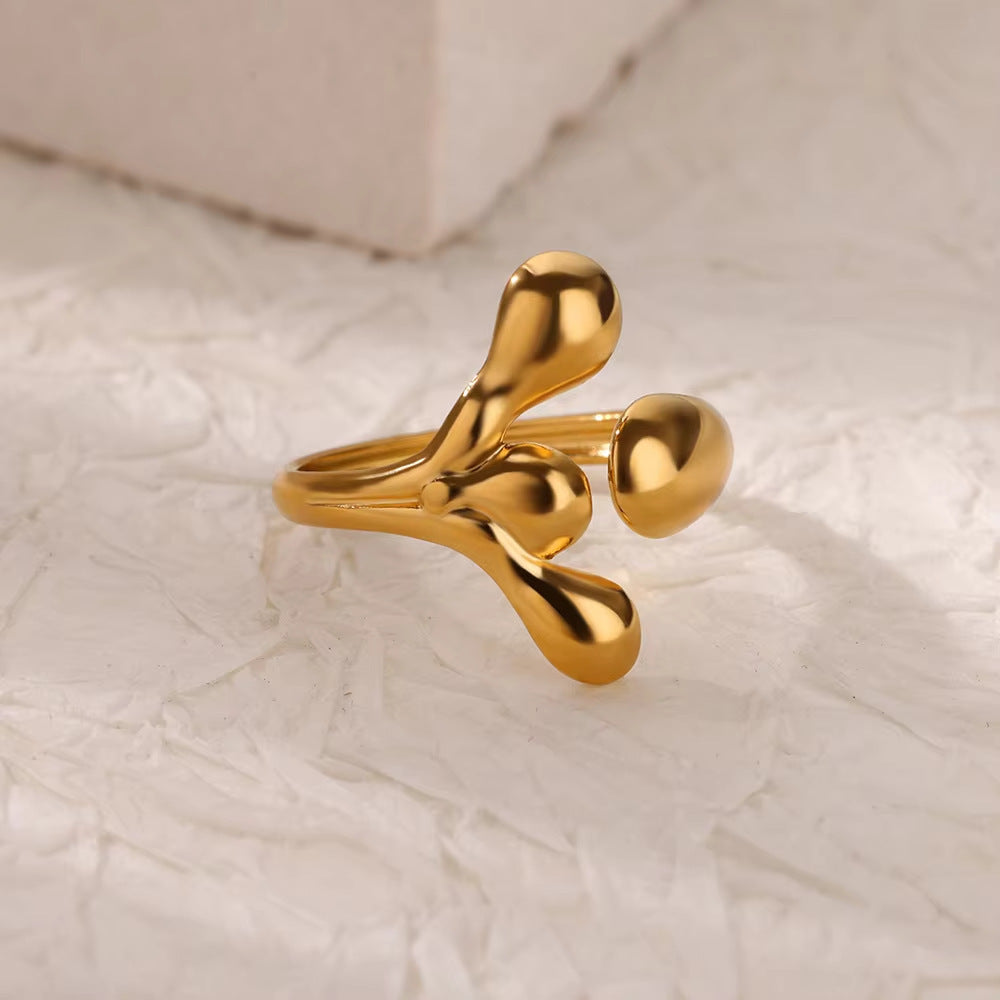 Adjustable Gold Stainless Steel Rings Set – Elegant Minimalist Combo (Set of 9)
