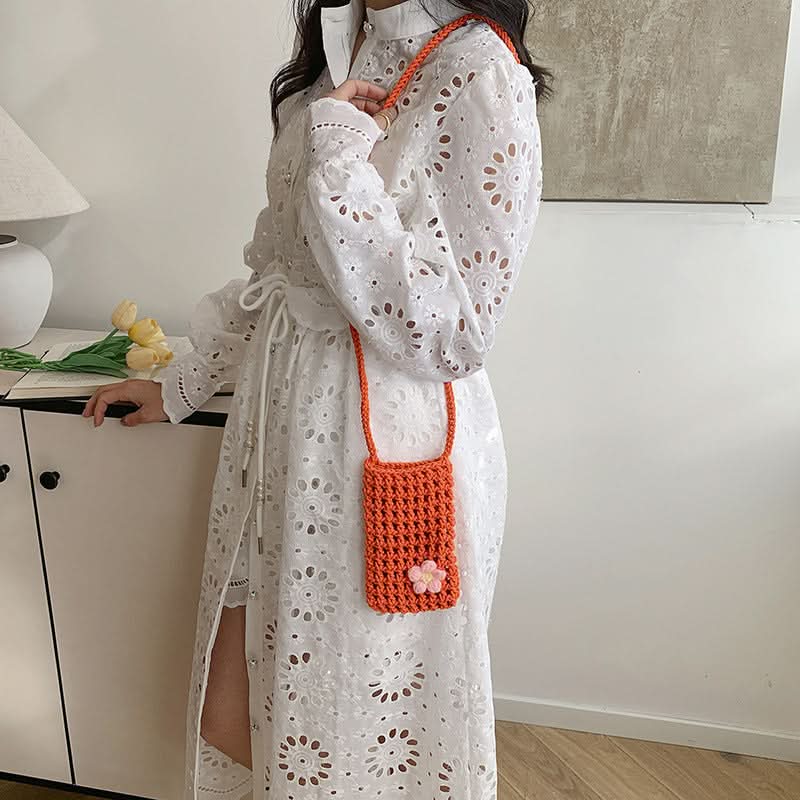 Trendy Woven Floral Crossbody Bag – Woolen Mini Shoulder Bag