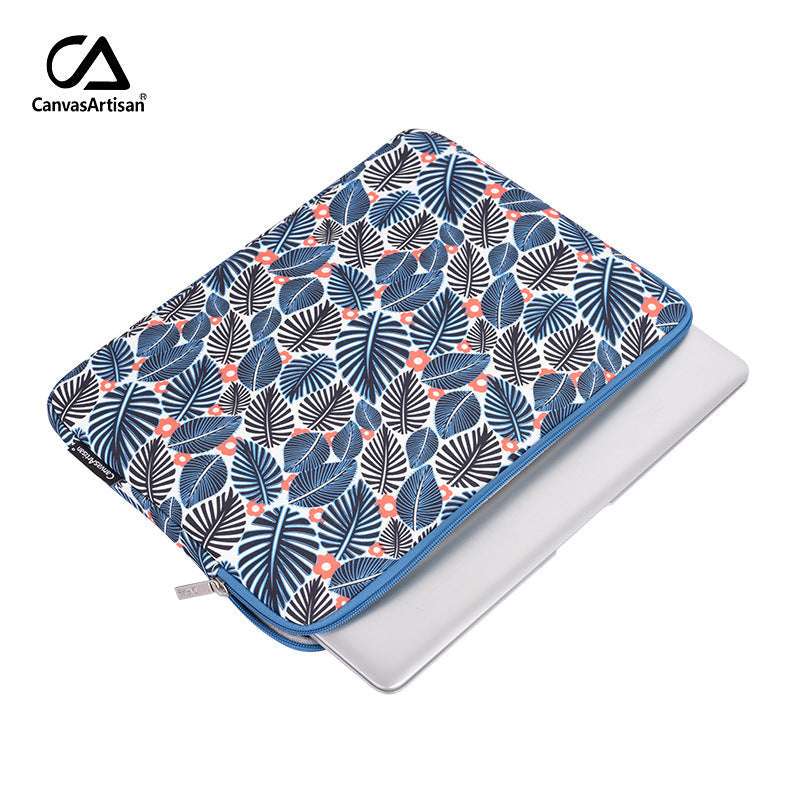 Tropical Foliage Laptop Sleeve – Shock-Resistant Polyester Case for Samsung & More (11–15 Inch)