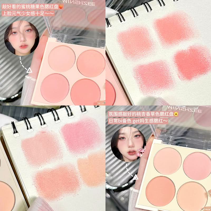 MINSHZEE 4-Color Blush Palette – Matte, Natural Glow Cheek Makeup