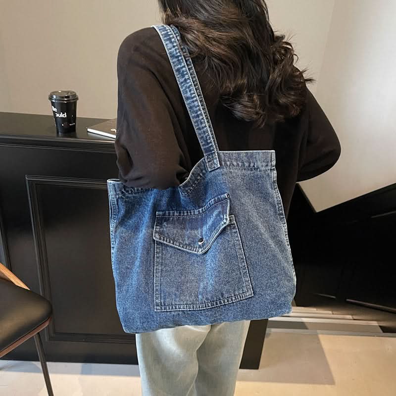 Women's Large Capacity Denim Shoulder Bag – Spring Retro Tote Bag