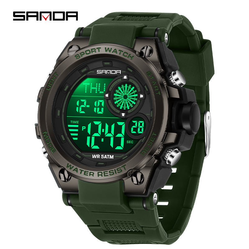 Sanda Digital Sports Watch – Multifunction Student Watch with Alarm & Dual Time