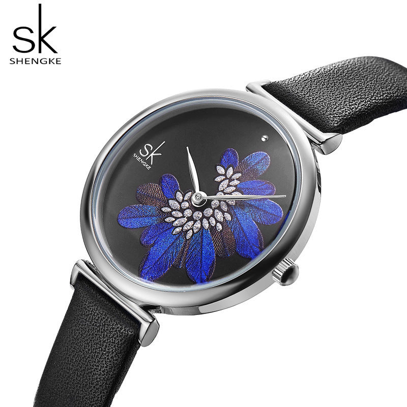 SK Women’s Quartz Watch – Simple Fashion Design, PU Leather Strap, 30M Waterproof