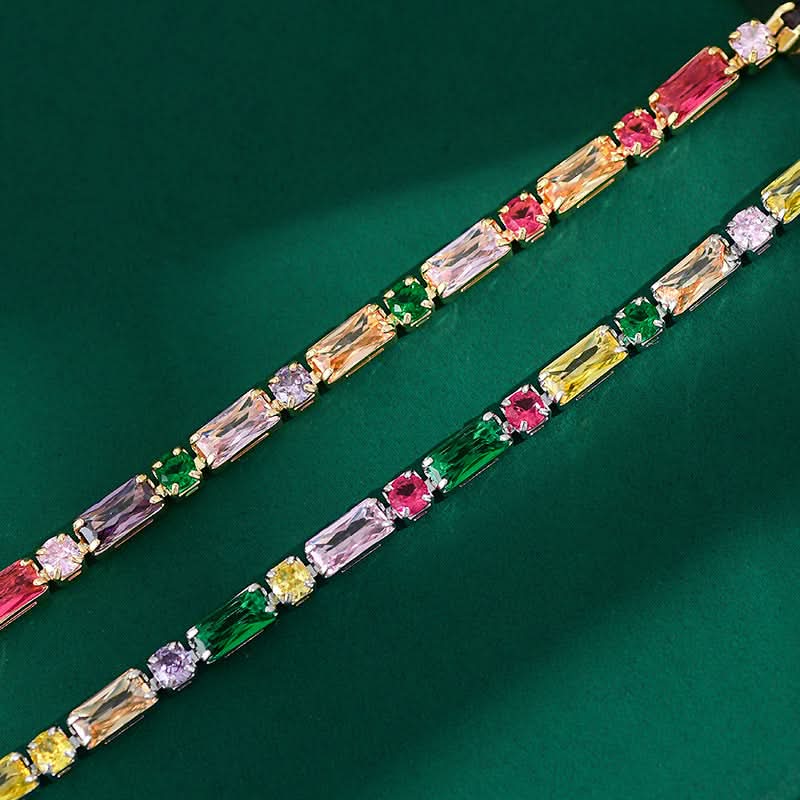 Colorful Zircon Chain Bracelet for Women – Micro-Inlaid Claw Design