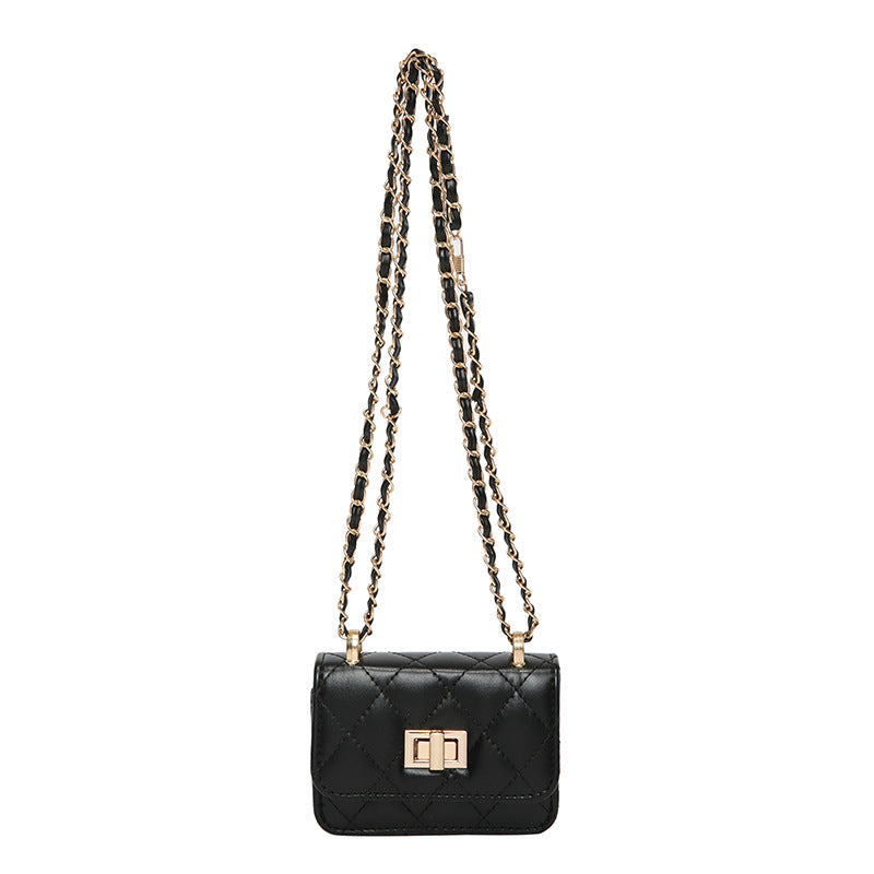 Trendy Diamond Chain Crossbody Bag for Women – Solid Color Small Shoulder Purse