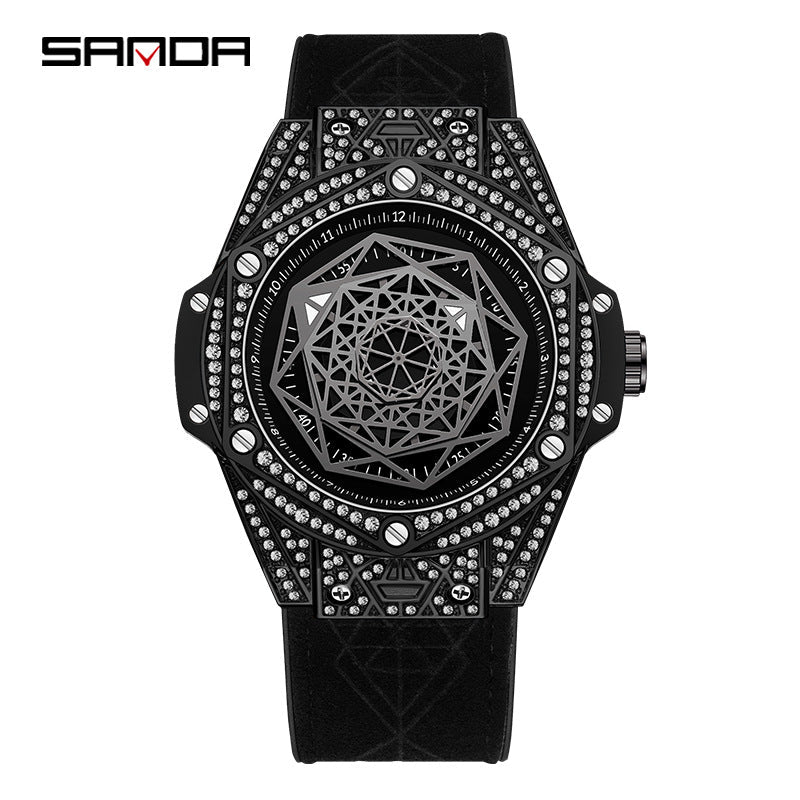 SANDA Men’s Diamond Automatic Watch – Luminous Waterproof Mechanical Watch