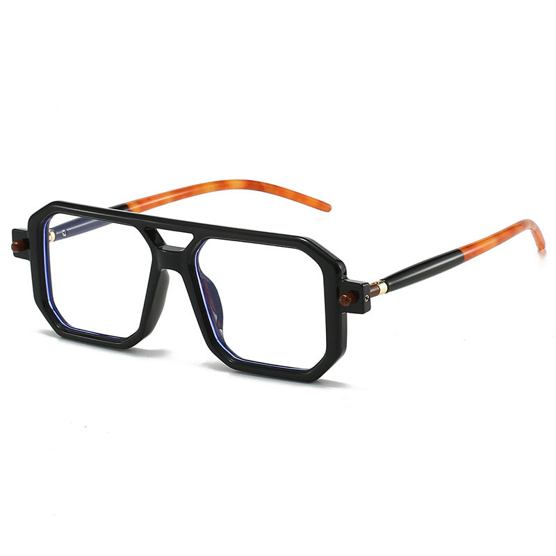 Double Beam Square Frame Anti-Blue Light Glasses – Retro Eyewear for Adults