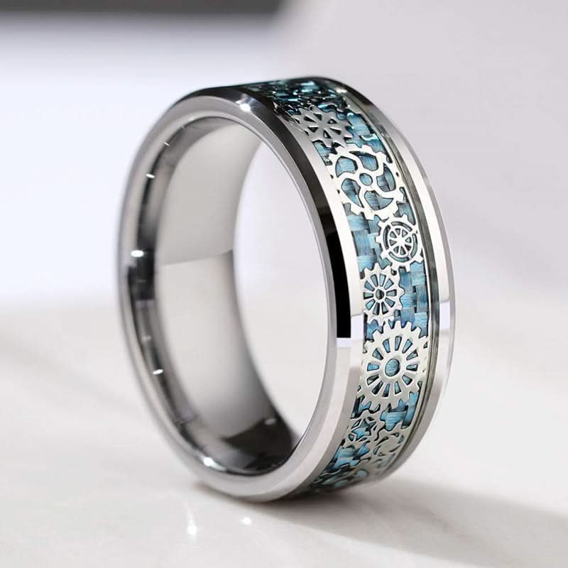 Men's 8mm Stainless Steel Gear Ring