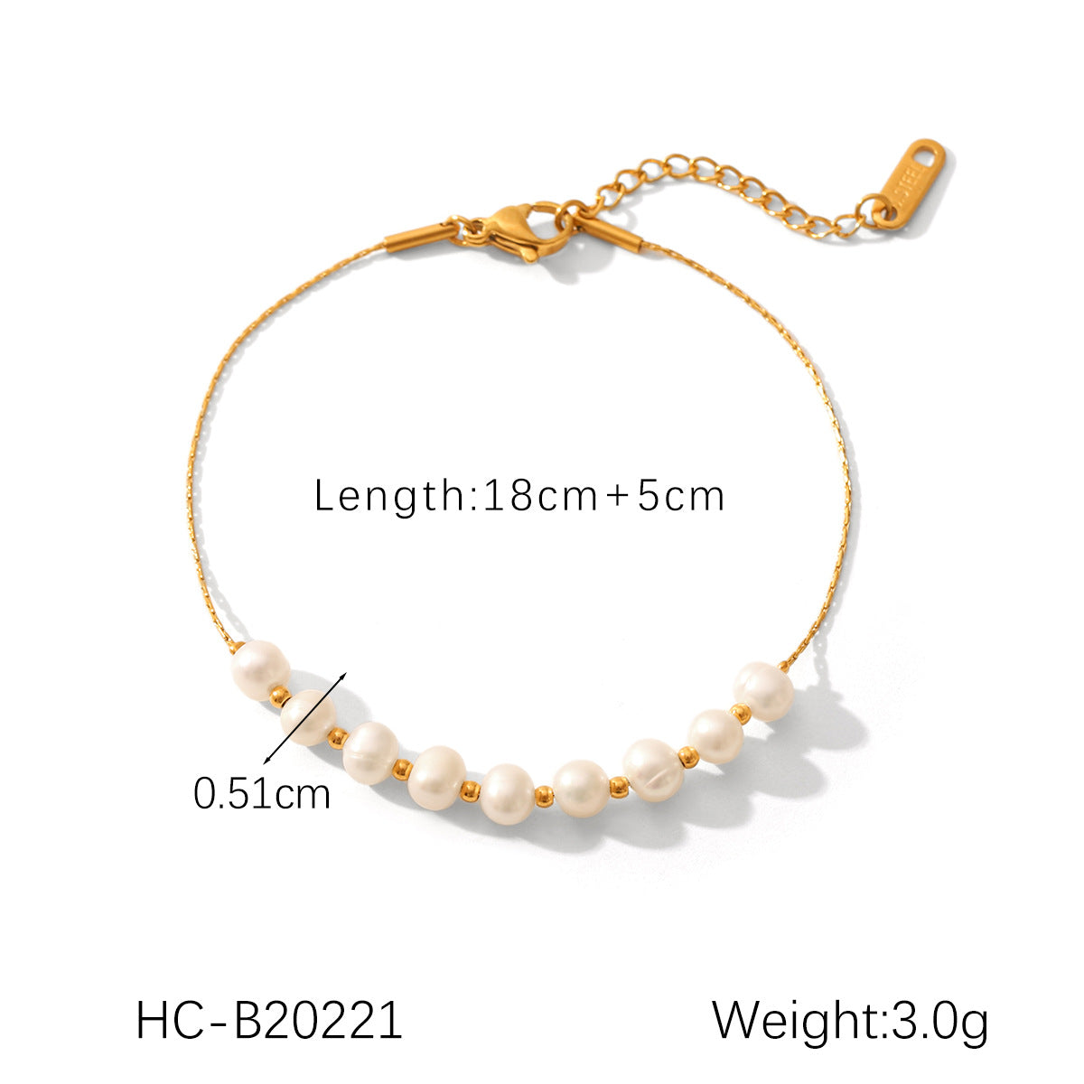 Elegant Pearl Chain Bracelet Set for Women – Gold Stainless Steel (Pack of 3)