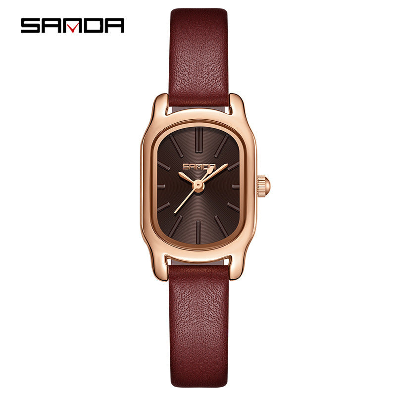 Sanda Women’s Retro Quartz Watch – Waterproof Casual Leather Strap Fashion Watch