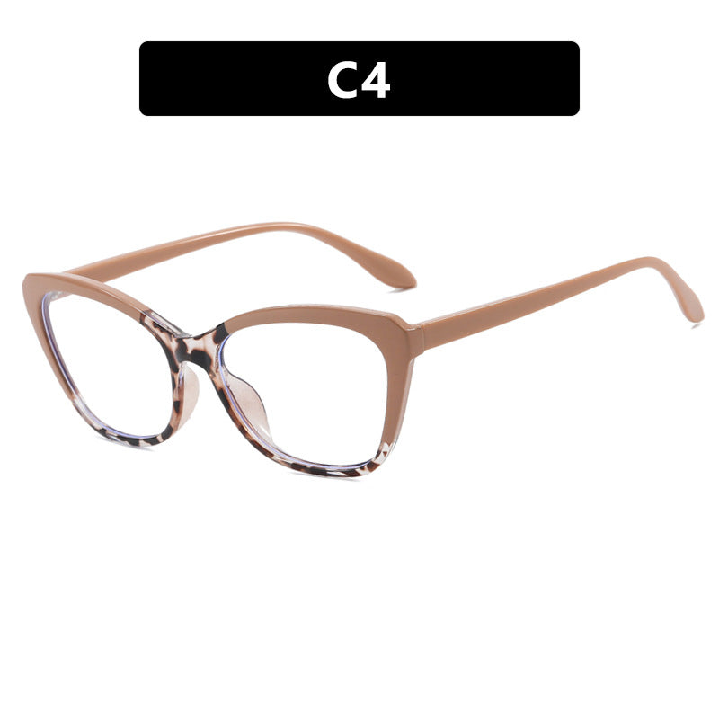 Cat-Eye Anti-Blue Light Glasses for Women – Contrast Color Butterfly Frame, Flat Lens