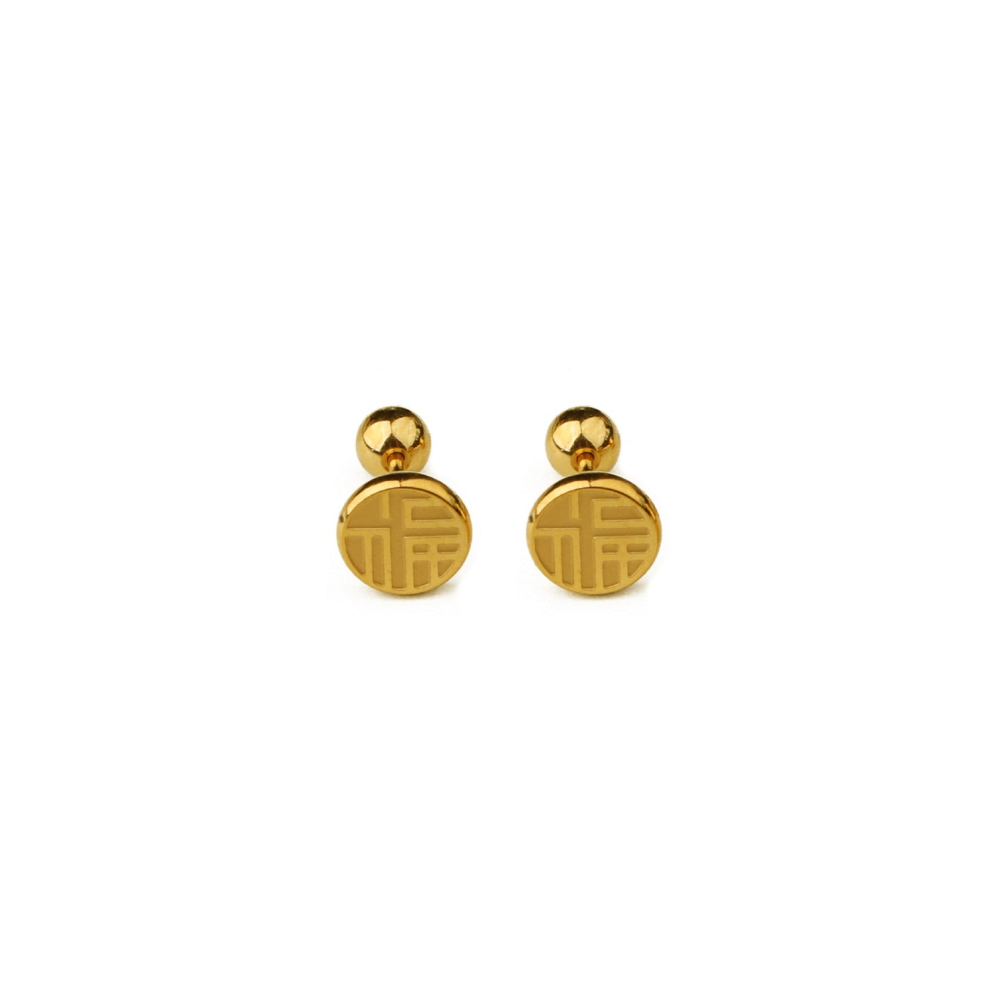 Gold Blessing Earrings for Women – Titanium Steel Ethnic Chinese Style Jewelry