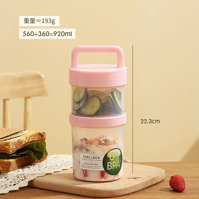 Portable Yogurt & Snack Double-Layer Oatmeal & Salad Cup - 920-1120ml